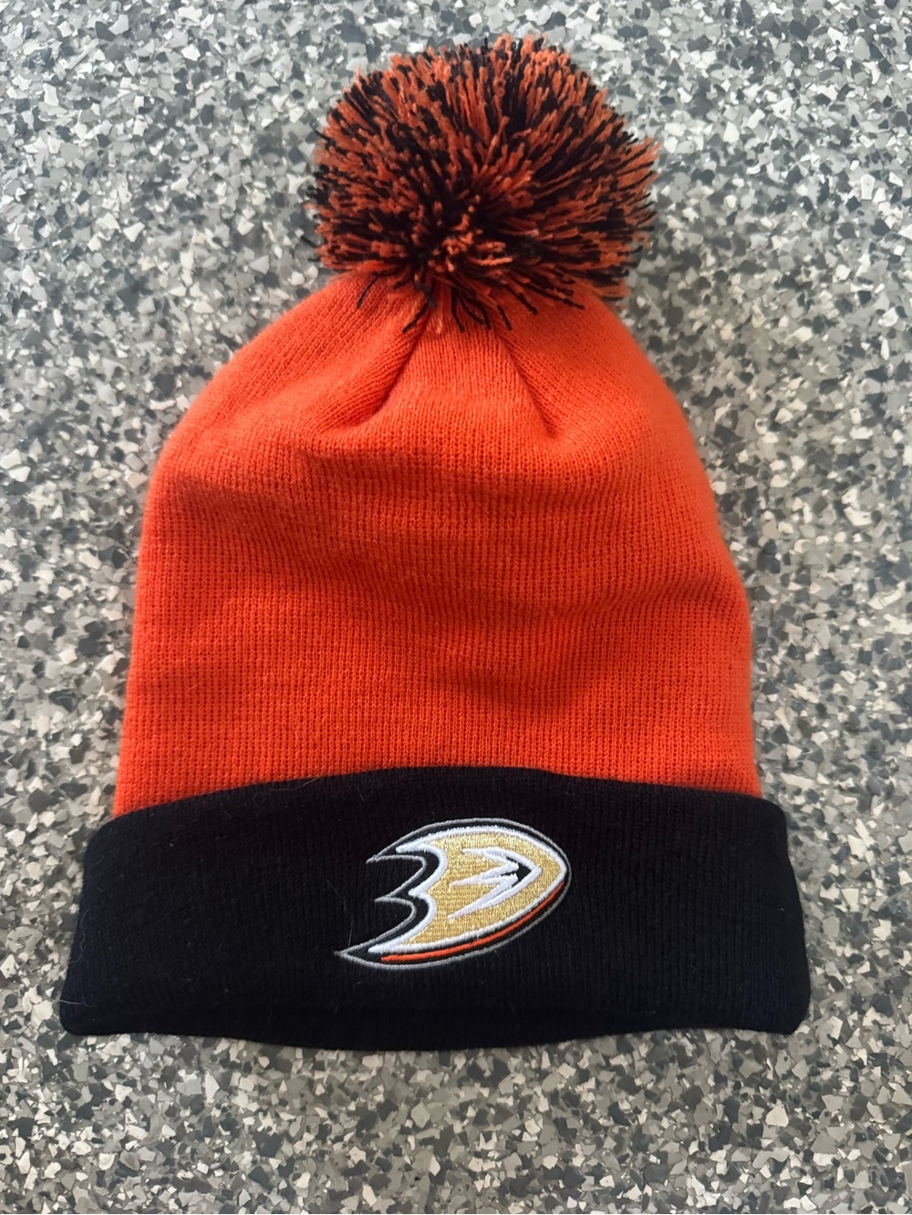 NHL Black Beanie with Orange Stitching and Tag